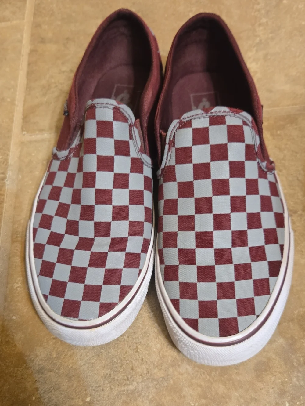 Burgundy/Maroon & Gray VANS